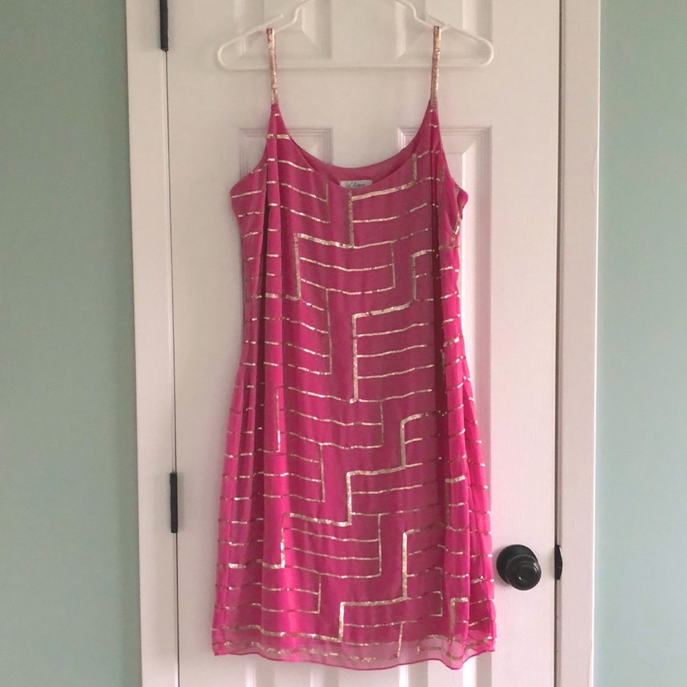 Liliana Pink with Gold Sequin party dress New without Tags Never Worn